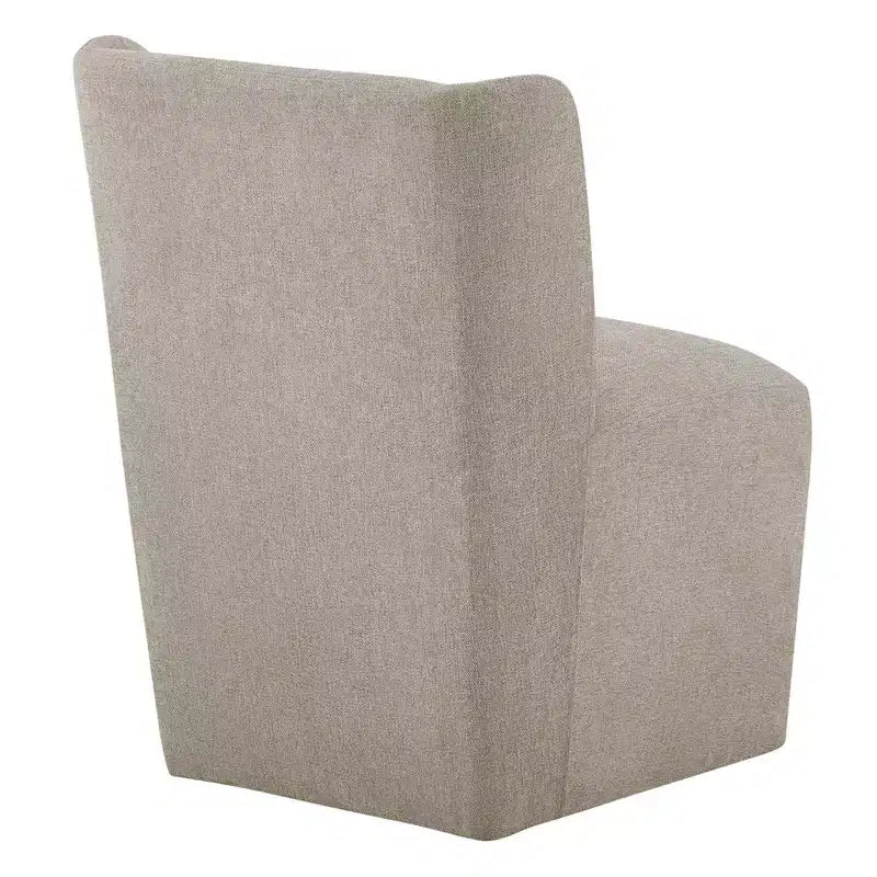 Chaise de salle à manger sans accoudoirs en tissu couleur kaki/lin avec roulettes, 1 place