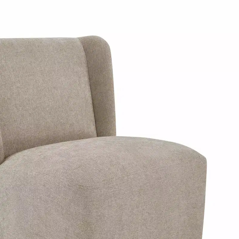 Chaise de salle à manger sans accoudoirs en tissu couleur kaki/lin avec roulettes, 1 place