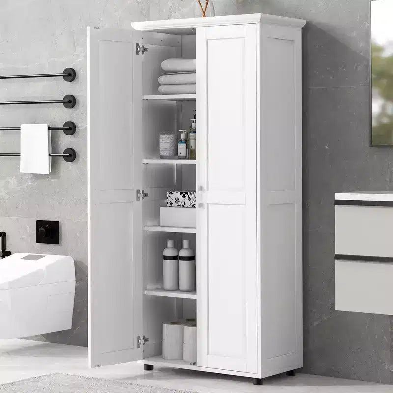 Armoire de rangement autoportante noire et blanche à 2 portes