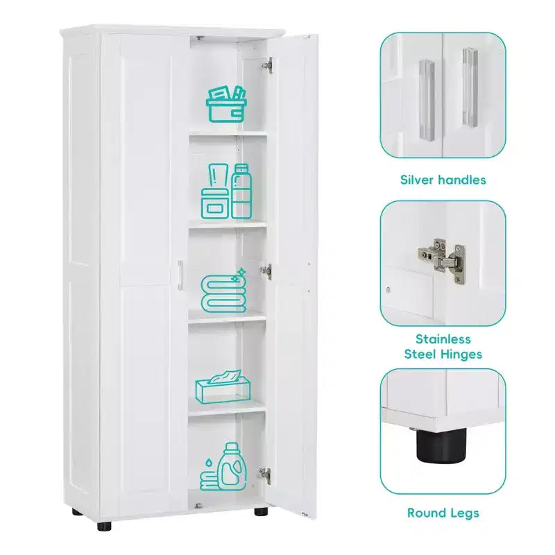 Armoire de rangement autoportante noire et blanche à 2 portes