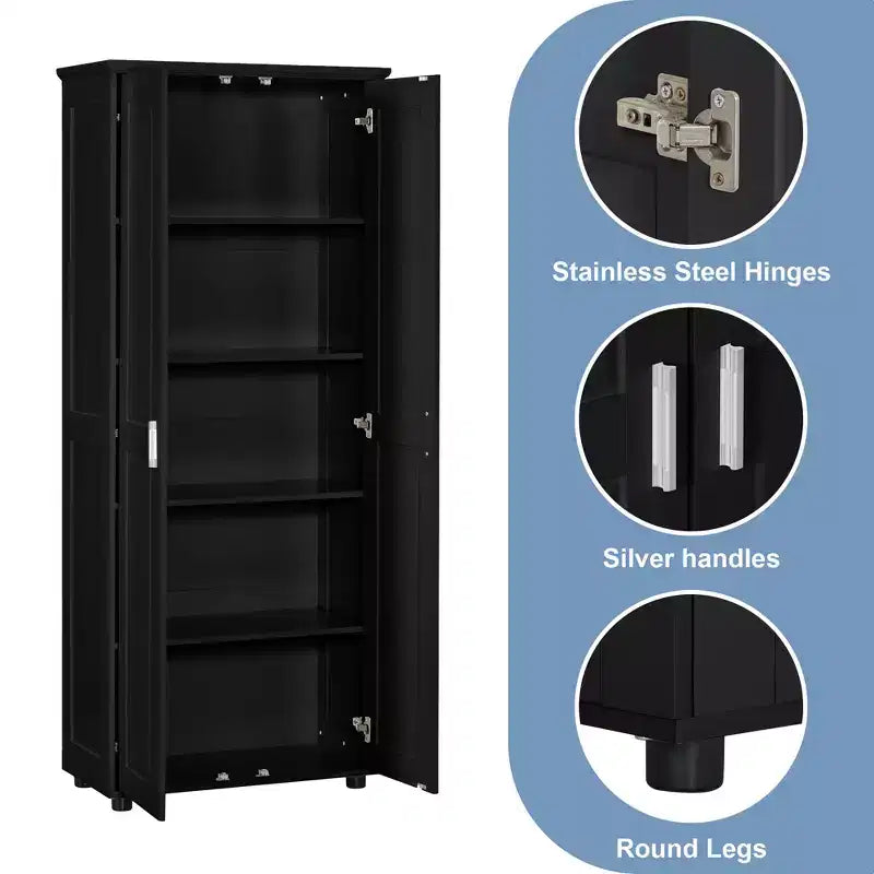 Armoire de rangement autoportante noire et blanche à 2 portes