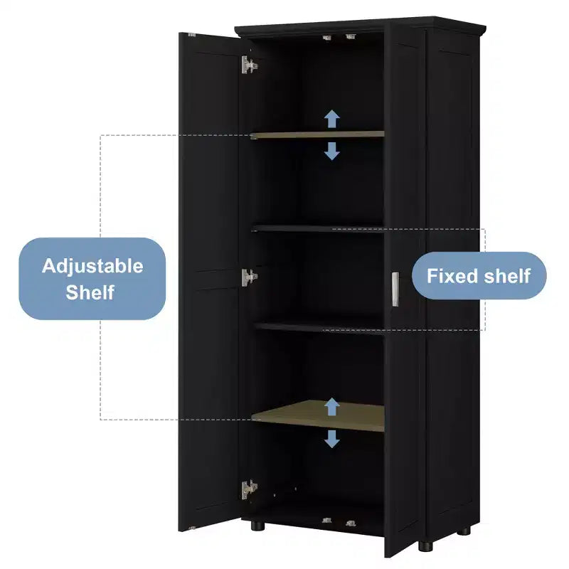 Armoire de rangement autoportante noire et blanche à 2 portes