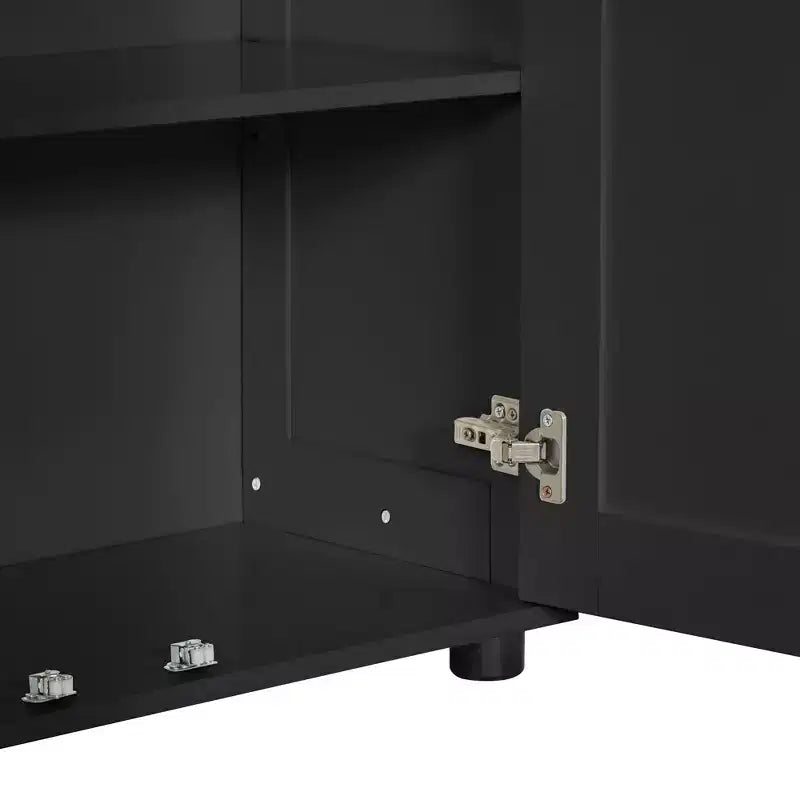Armoire de rangement autoportante noire et blanche à 2 portes