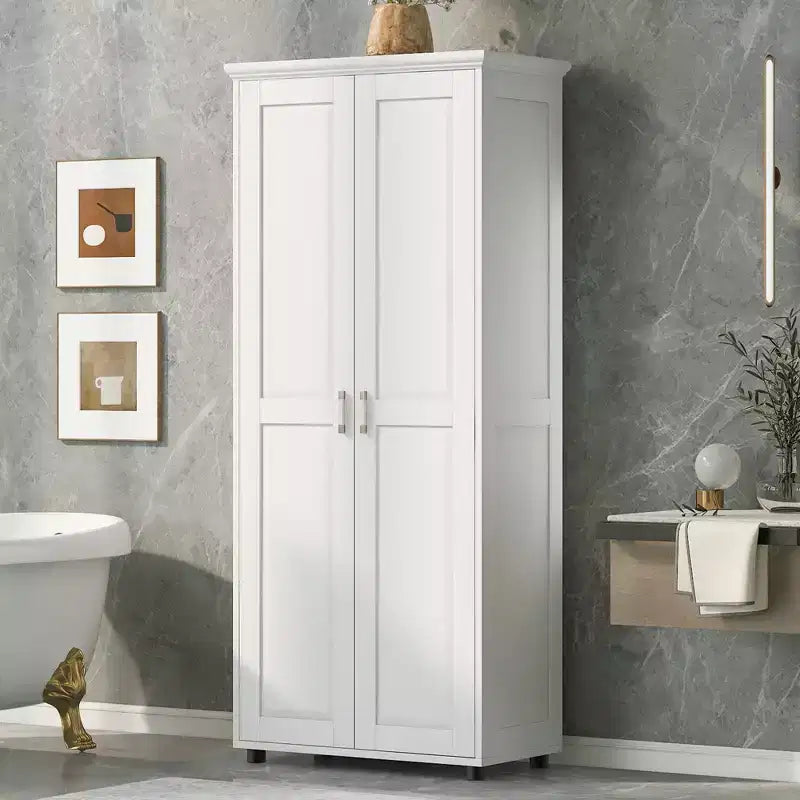 Armoire de rangement autoportante noire et blanche à 2 portes