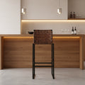 HomeRoots 28 Brown and Black Leather and Iron Bar Chair