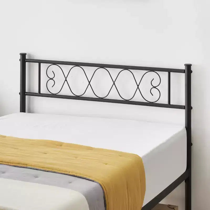 Cadre de lit plateforme double en métal avec tête et pied de lit – Noir/Rose/Violet/Blanc, pour 1 personne