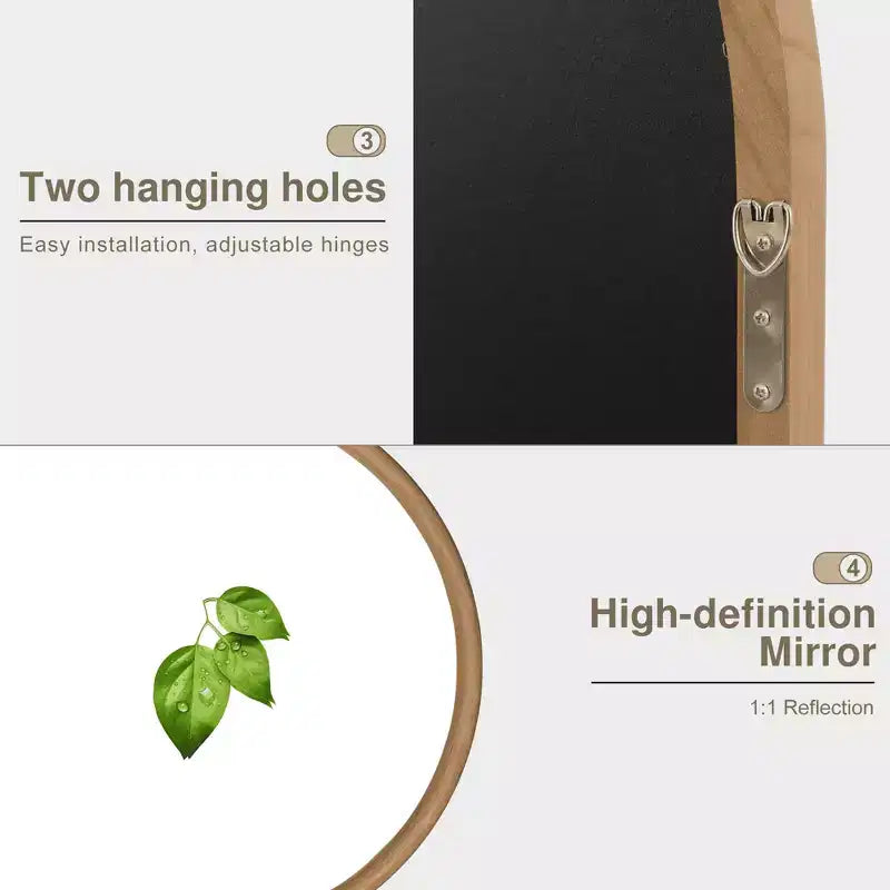 Miroir mural arche marron, cadre en rotin, 1 personne, 36"x24"
