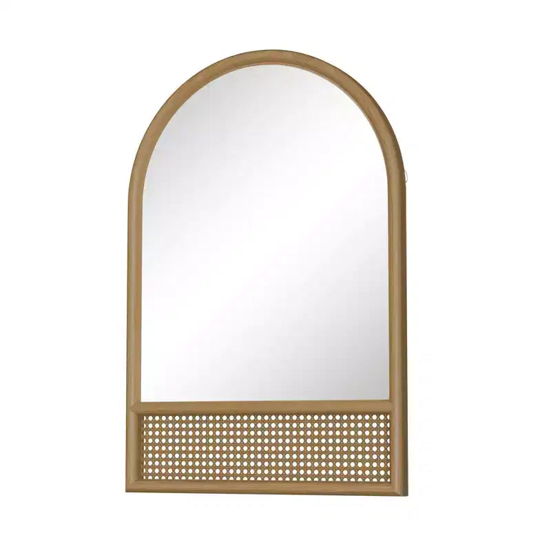 Miroir mural arche marron, cadre en rotin, 1 personne, 36"x24"