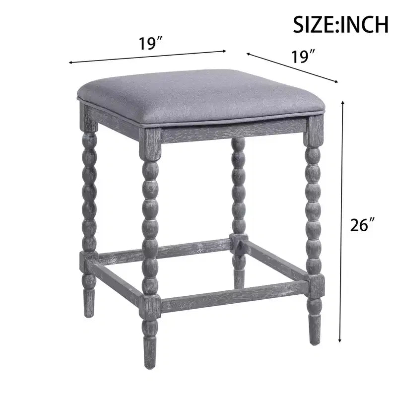 Tabouret de comptoir sans dossier en bois d'acacia naturel et gris foncé, siège rembourré, lot de 2 / lot de 4