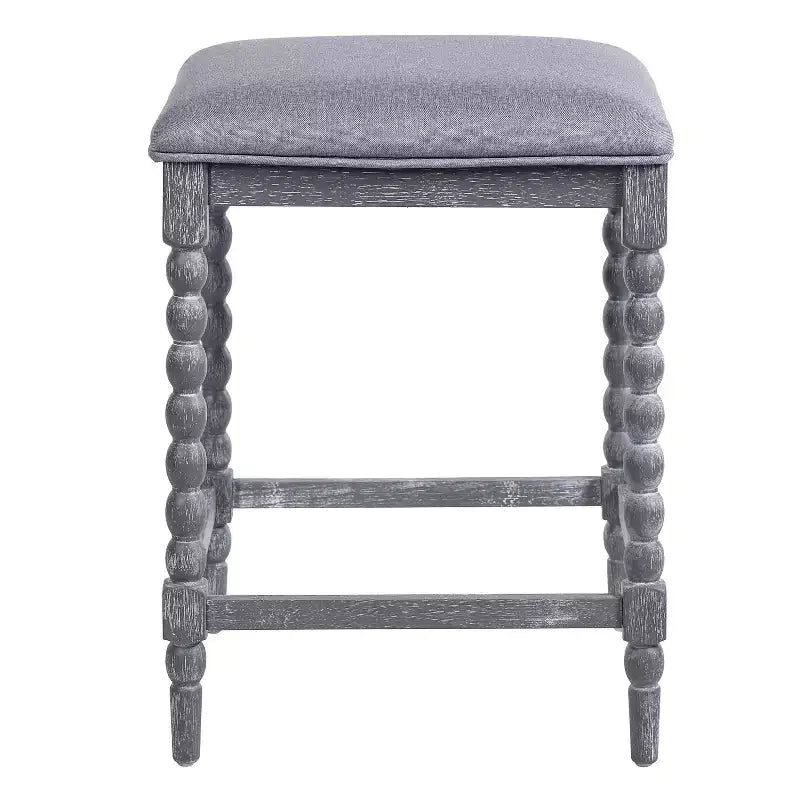 Tabouret de comptoir sans dossier en bois d'acacia naturel et gris foncé, siège rembourré, lot de 2 / lot de 4