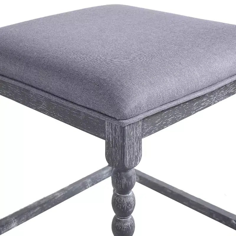 Tabouret de comptoir sans dossier en bois d'acacia naturel et gris foncé, siège rembourré, lot de 2 / lot de 4