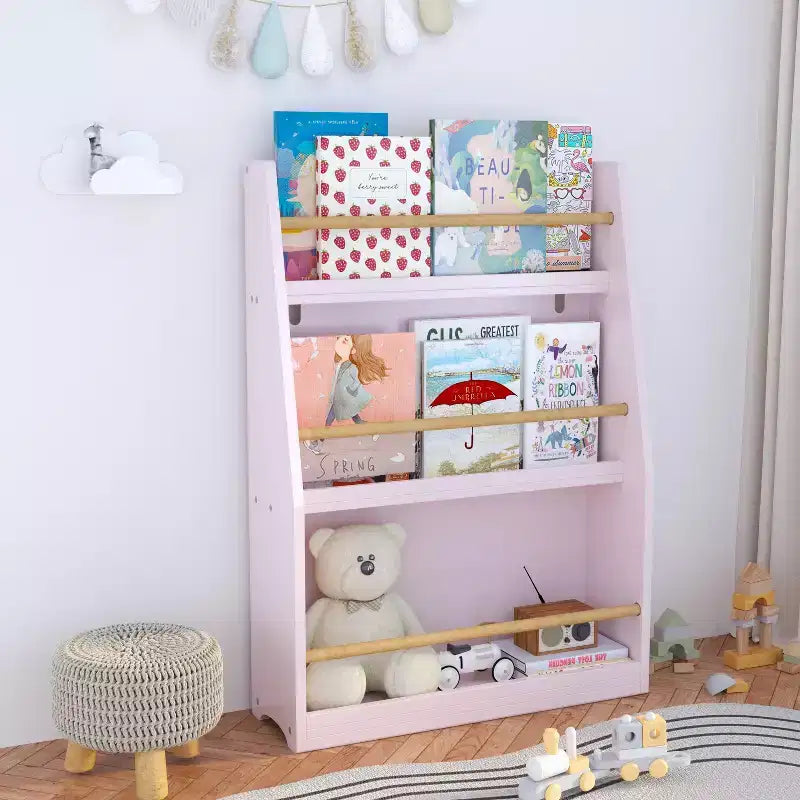 Étagère à livres rose à 3 niveaux pour enfant unique