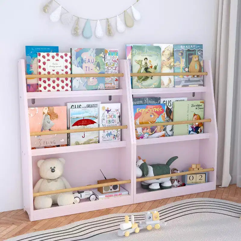 Étagère à livres rose à 3 niveaux pour enfant unique