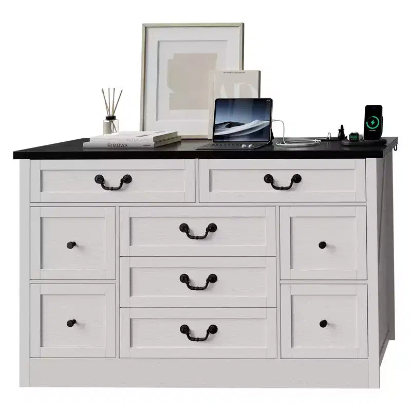 Commode de ferme noire/brune à 9 tiroirs – Pour 1 personne
