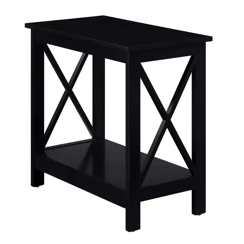 Table d'appoint à 2 niveaux en bois noir, 1 personne