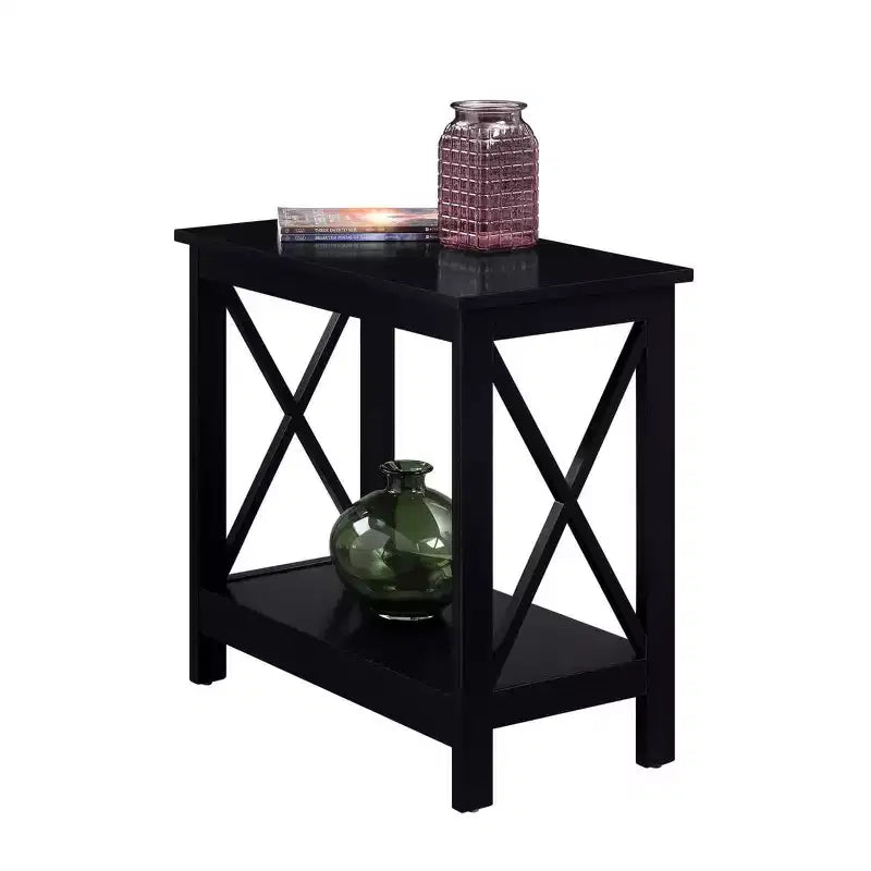 Table d'appoint à 2 niveaux en bois noir, 1 personne