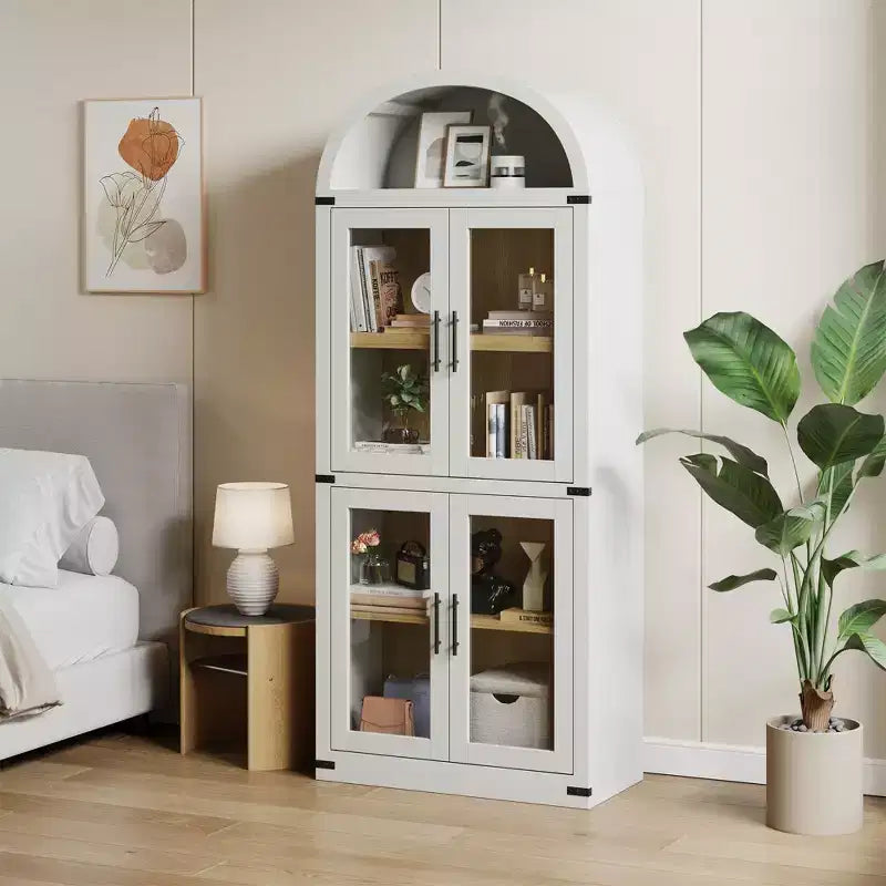 Étagère bibliothèque à 5 niveaux avec porte – Noir / Blanc / Jaune, style industriel