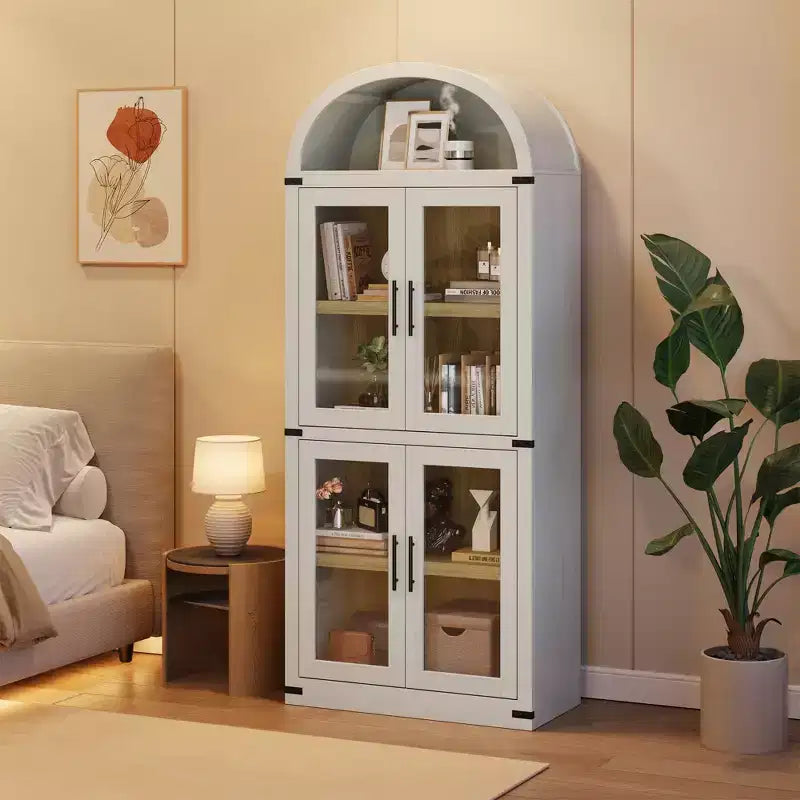 Étagère bibliothèque à 5 niveaux avec porte – Noir / Blanc / Jaune, style industriel