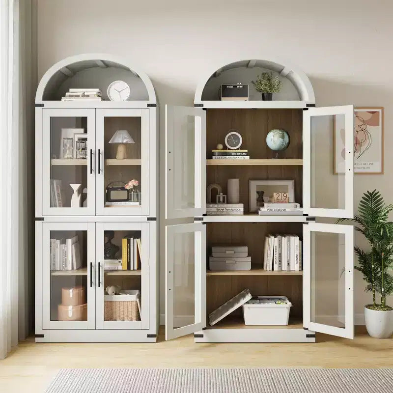Étagère bibliothèque à 5 niveaux avec porte – Noir / Blanc / Jaune, style industriel