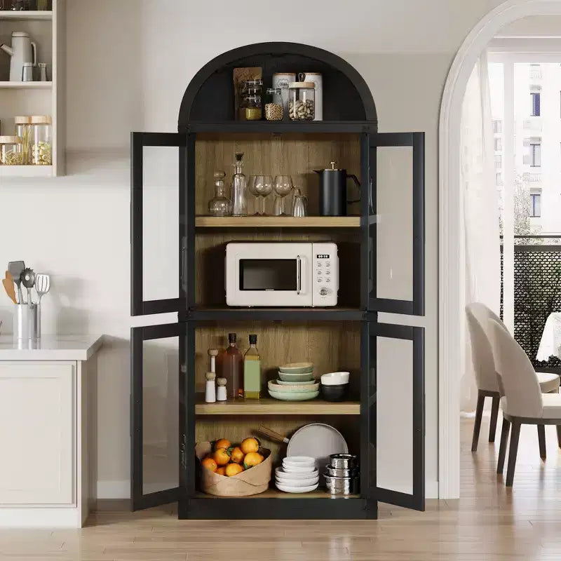 Étagère bibliothèque à 5 niveaux avec porte – Noir / Blanc / Jaune, style industriel