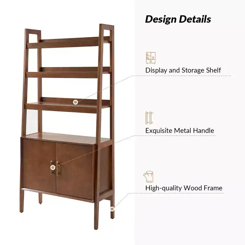 Étagère échelle marron, 4 niveaux, style moderne du milieu du siècle, pour une personne