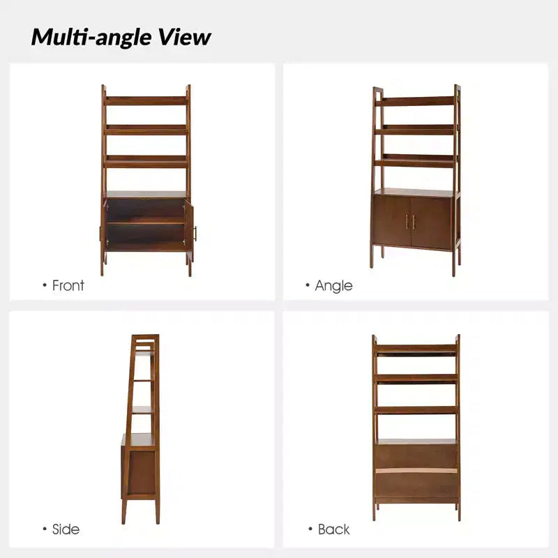 Étagère échelle marron, 4 niveaux, style moderne du milieu du siècle, pour une personne
