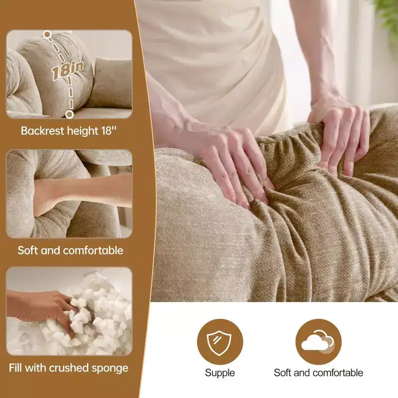 Canapé d'angle modulable 3 places en chenille beige