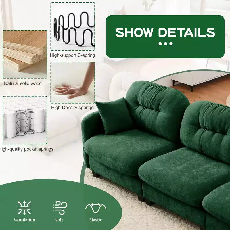 Canapé d'angle modulable 3 places en chenille beige