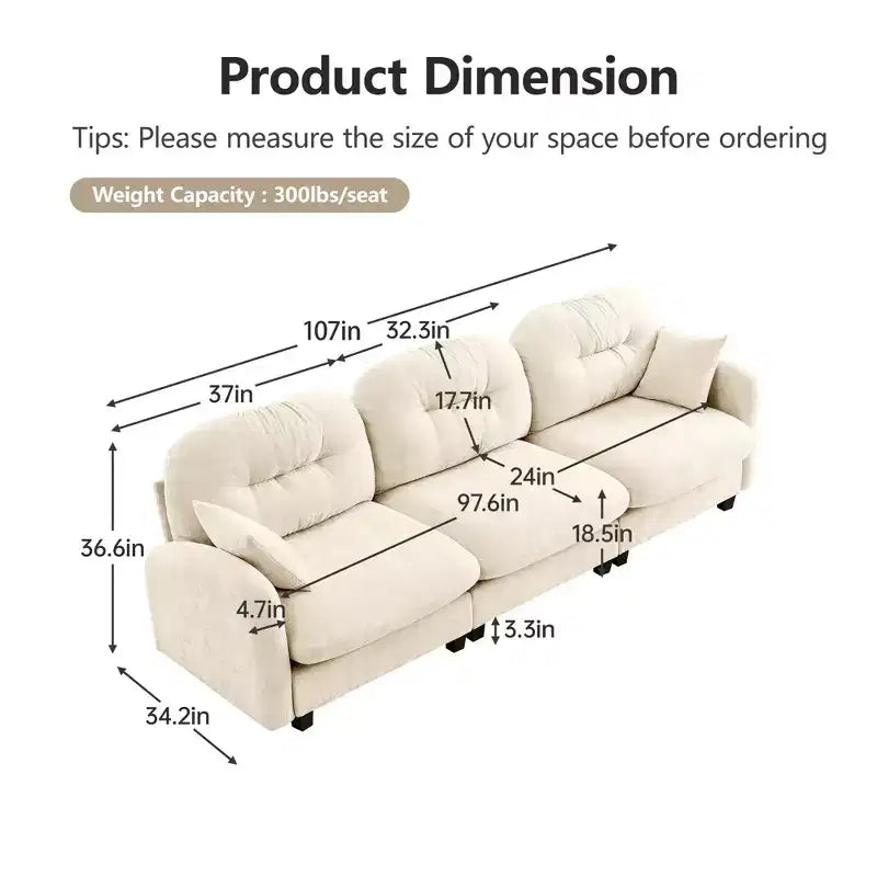Canapé d'angle modulable 3 places en chenille beige