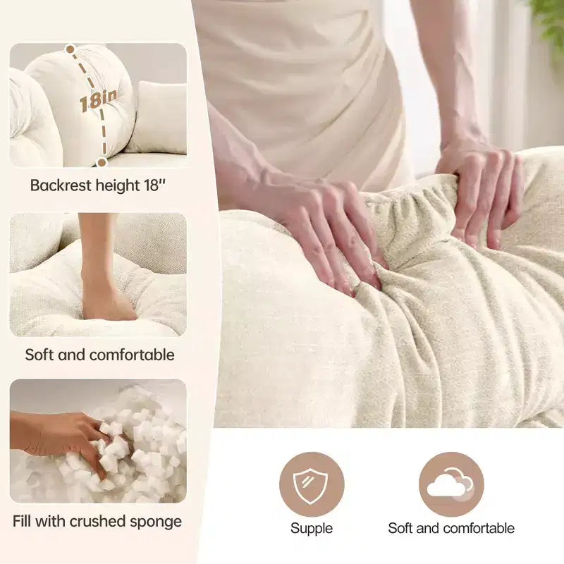 Canapé d'angle modulable 3 places en chenille beige