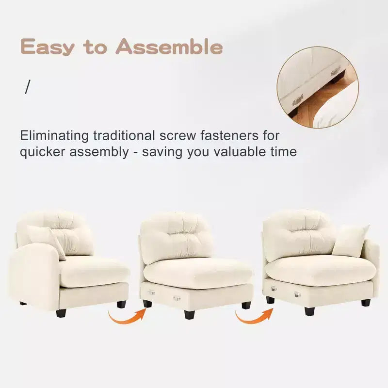 Canapé d'angle modulable 3 places en chenille beige