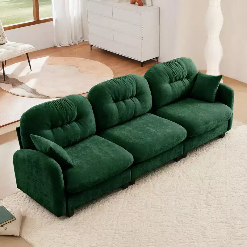 Canapé d'angle modulable 3 places en chenille beige