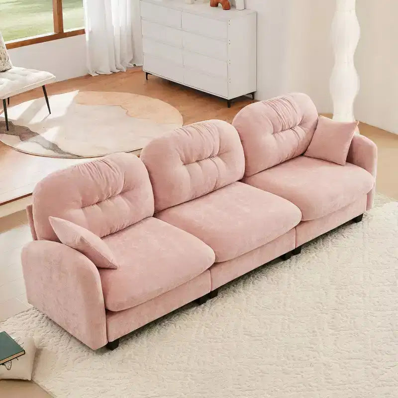 Canapé d'angle modulable 3 places en chenille beige