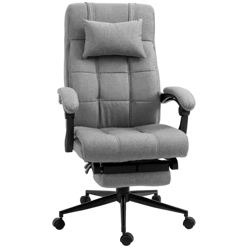Fauteuil de bureau rembourré à dossier haut avec appuie-tête et repose-pieds rétractable, gris foncé/gris, individuel