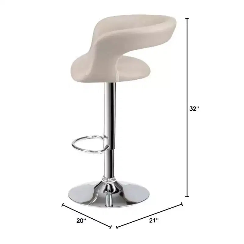 Tabouret de bar pivotant réglable en similicuir gris avec accoudoirs, lot de 2
