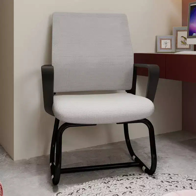 Chaise de bureau rembourrée Noir / Gris / Blanc / Multicolore avec cadre en métal, accoudoirs fixes, siège unique
