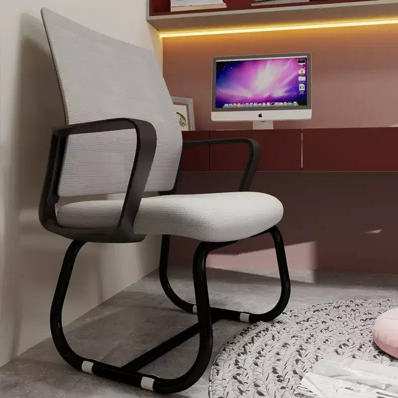 Chaise de bureau rembourrée Noir / Gris / Blanc / Multicolore avec cadre en métal, accoudoirs fixes, siège unique