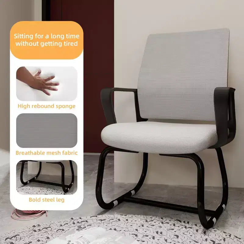 Chaise de bureau rembourrée Noir / Gris / Blanc / Multicolore avec cadre en métal, accoudoirs fixes, siège unique