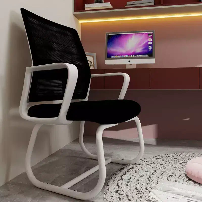 Chaise de bureau rembourrée Noir / Gris / Blanc / Multicolore avec cadre en métal, accoudoirs fixes, siège unique