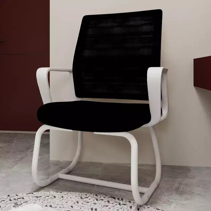 Chaise de bureau rembourrée Noir / Gris / Blanc / Multicolore avec cadre en métal, accoudoirs fixes, siège unique