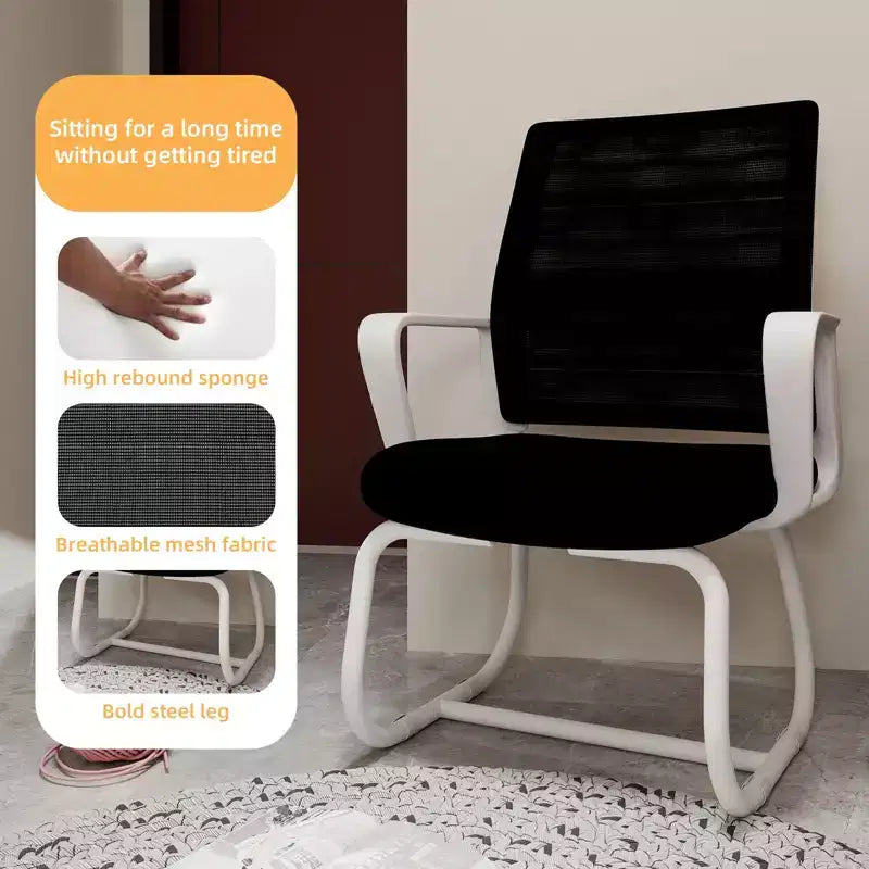 Chaise de bureau rembourrée Noir / Gris / Blanc / Multicolore avec cadre en métal, accoudoirs fixes, siège unique