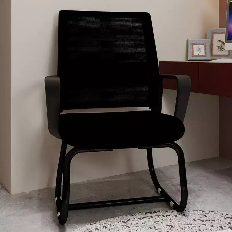 Chaise de bureau rembourrée Noir / Gris / Blanc / Multicolore avec cadre en métal, accoudoirs fixes, siège unique