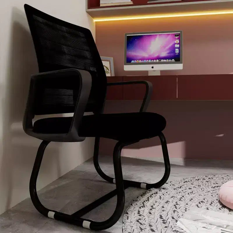 Chaise de bureau rembourrée Noir / Gris / Blanc / Multicolore avec cadre en métal, accoudoirs fixes, siège unique