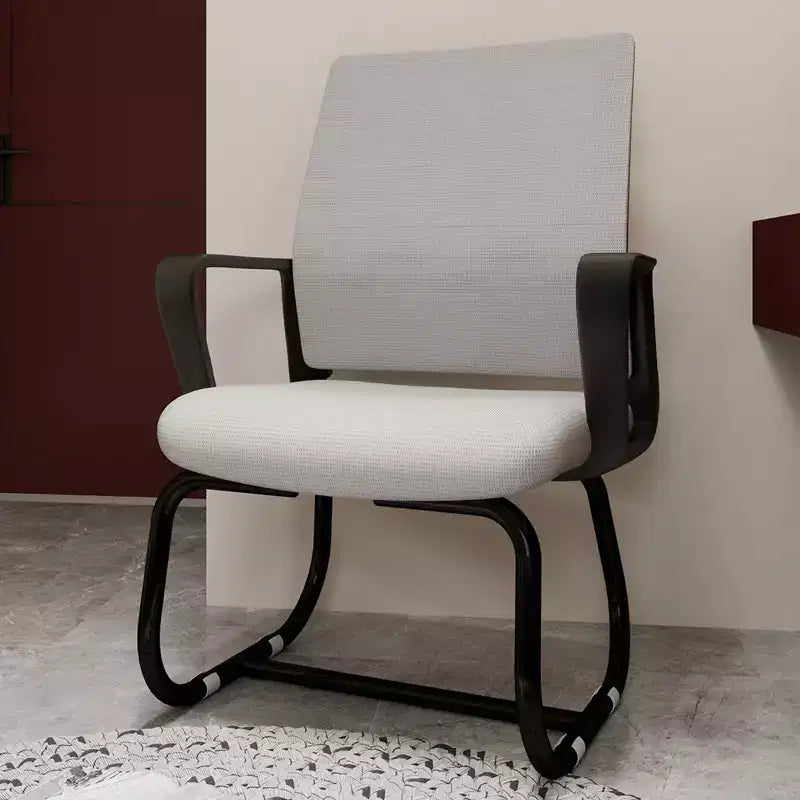 Chaise de bureau rembourrée Noir / Gris / Blanc / Multicolore avec cadre en métal, accoudoirs fixes, siège unique