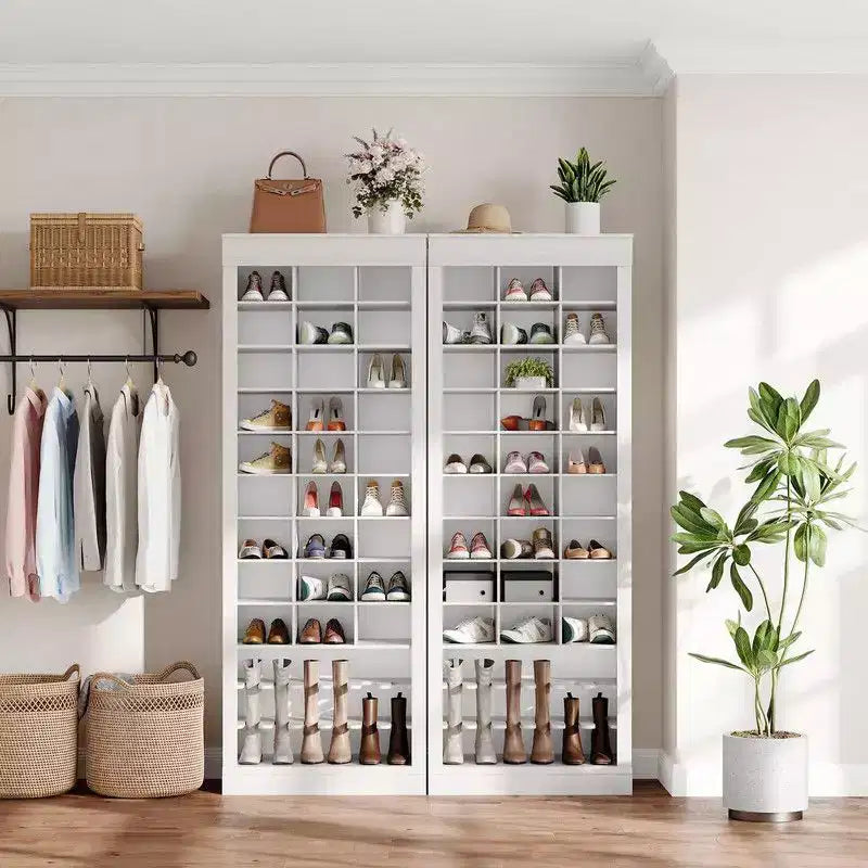 Meuble à chaussures 10 étages en bois marron/blanc, autoportant, capacité 30 paires