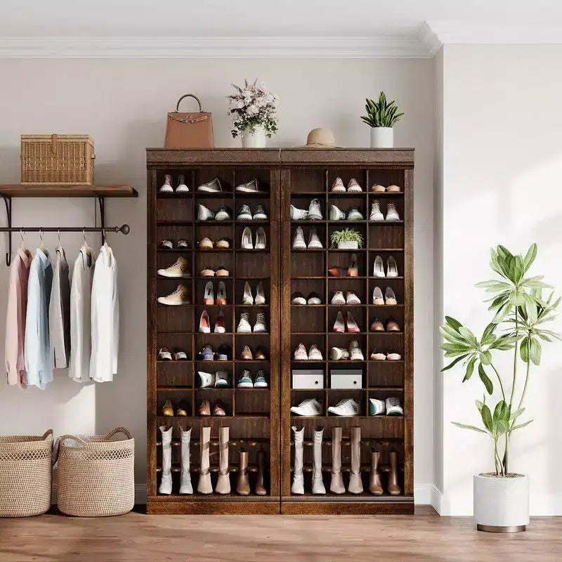 Meuble à chaussures 10 étages en bois marron/blanc, autoportant, capacité 30 paires