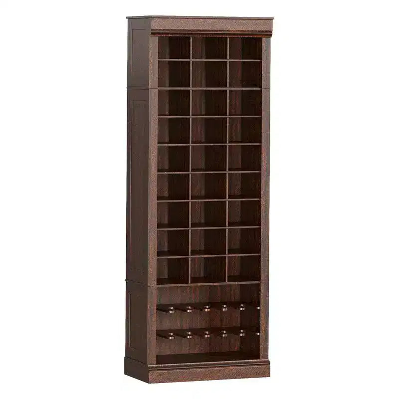Meuble à chaussures 10 étages en bois marron/blanc, autoportant, capacité 30 paires