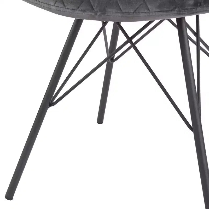 Chaise de salle à manger capitonnée en velours gris, style Mid-Century, lot de 2