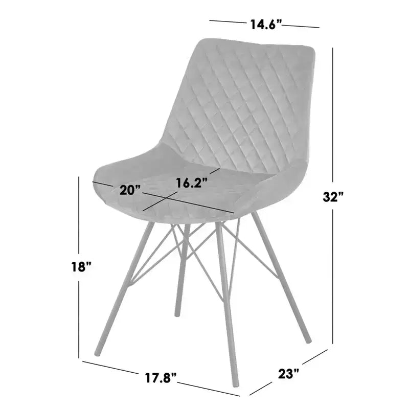 Chaise de salle à manger capitonnée en velours gris, style Mid-Century, lot de 2