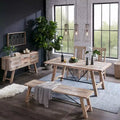 Ink+Ivy Sonoma Dining Bench Natural: Mid-Century Modern Pine & Metal Frame, Seats 2, 400lb Capacity